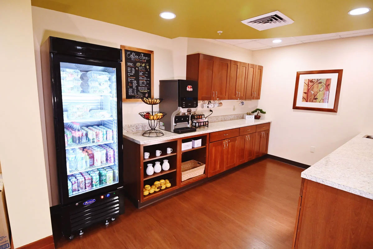 cafe / coffee area with drinks and snacks
